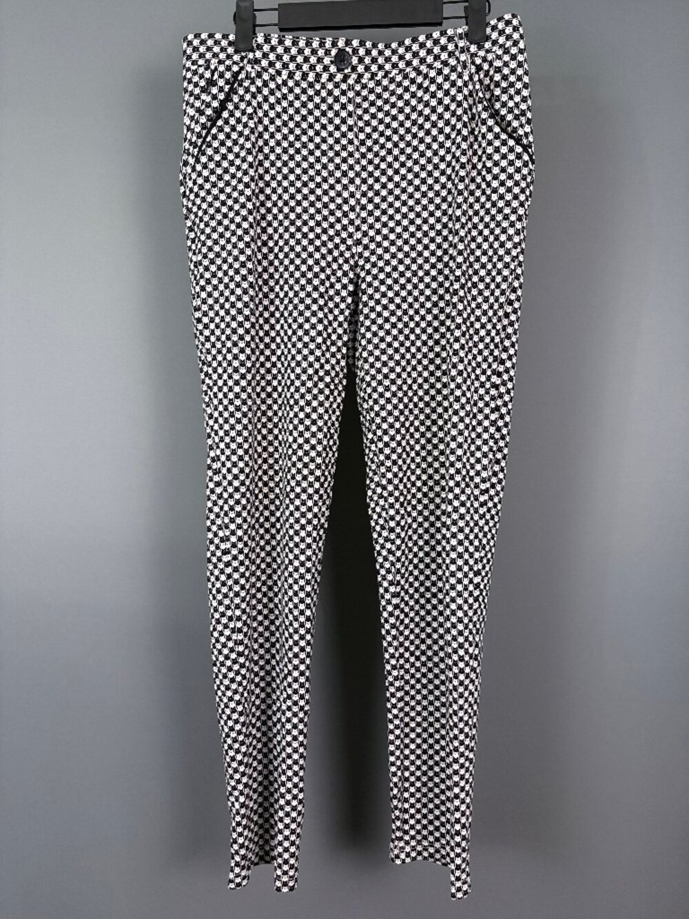 Betabrand Catstooth Straight Leg Dress Pant Yoga Pants Black White L